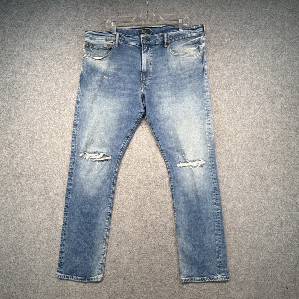 Polo Ralph Lauren Sullivan Slim Jeans Men 40x32 (Fits 40x30) Blue Distressed